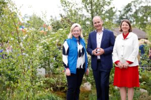 *** NO REPRODUCTION FEE *** DUBLIN : 30/5/2019 : Pictured was Fianna Fáil Leader, Micheál Martin TD meeting Dr Merial McClatchie and Dr Caroline Ellit Kingston in the UCD History of the Irish Diet in Plants garden at Bloom Festival in the Phoenix Park. Picture Conor McCabe Photography.